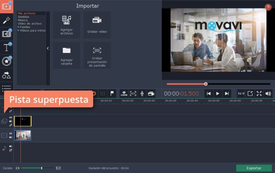 Agregar el logotipo o marca de agua Ponga un logo en un vídeo rápidamente en el programa de Movavi