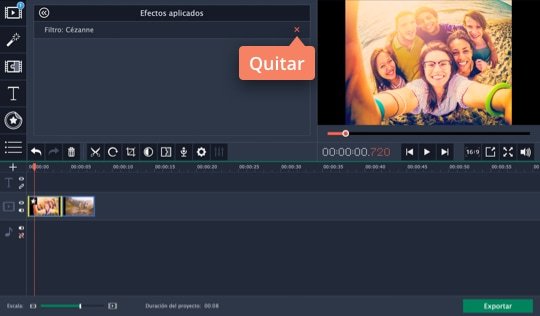 Ver los efectos aplicados Use el software para efectos especiales de vídeo de Movavi