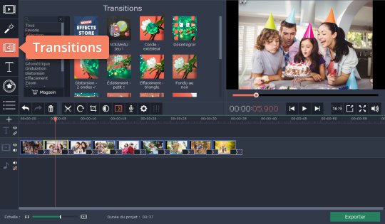 Insérez des transitions avec Movavi Video Editor