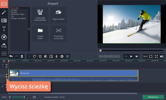 Wyciszyć ścieżkę wideo Usuń dźwięku z filmu w programie Movavi