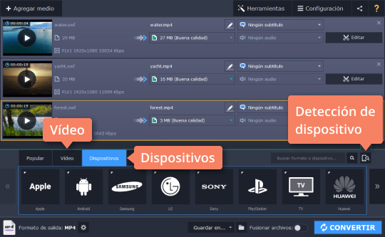 Capturar el vídeo que necesito Aprenda cómo convertir la extensión SWF a otros formatos con Movavi