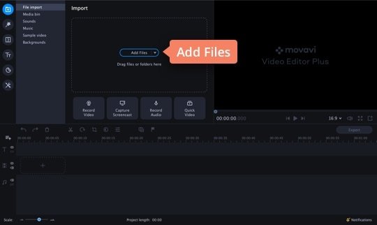 Upload files to the program Add files to the 4K video editor