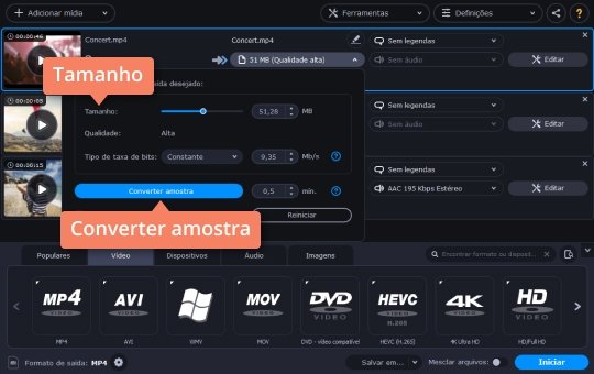 Ajustar a taxa de bits (opcional) Comprima MP4 com o Movavi Video Converter