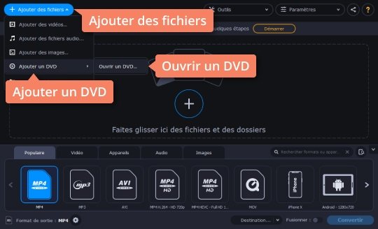 Ouvrir des fichiers VOB dans le logiciel Apprenez comment convertir VOB en MP4 avec Movavi Video Converter