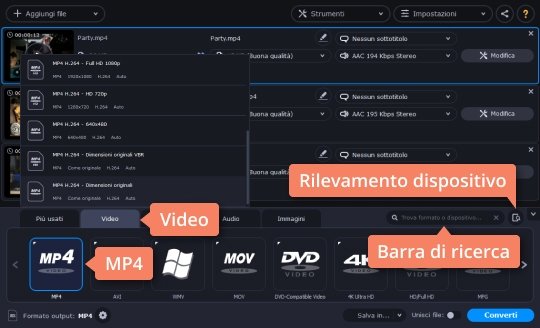 Scegliere le impostazioni predefinite Scoprite come comprimere un video con Movavi
