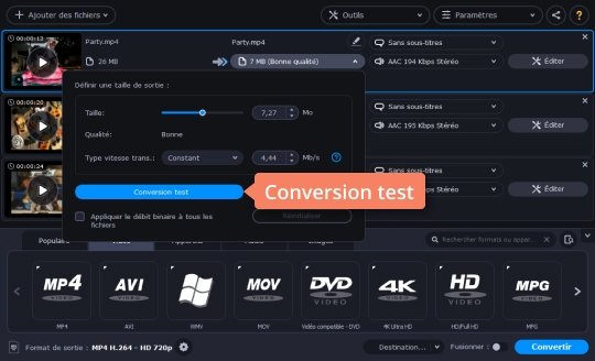 Définir les paramètres souhaités Essayez le logiciel de compression de Movavi