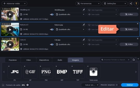 Ajustar e cortar suas imagens (opcional) Use o software para converter NEF ou RAW em JPG com o Movavi