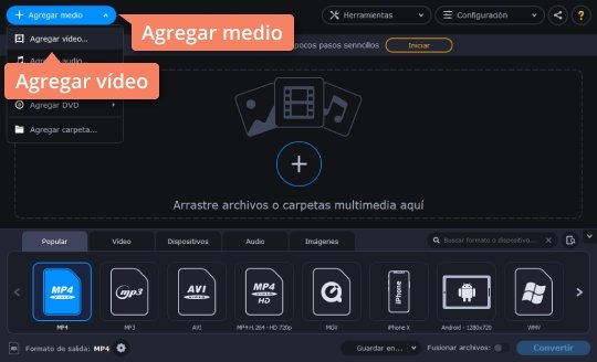 Añadir su vídeo MTS Aprenda cómo convertir MTS a MP4 y otros formatos fácilmente con Movavi Video Converter