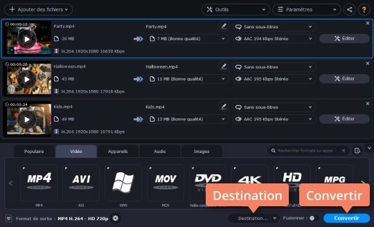 Démarrer la compression Utilisez le compresseur vidéo rapide