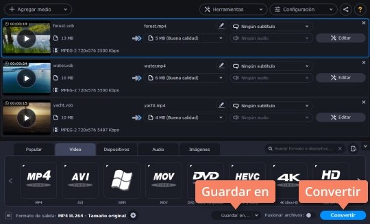 Convertir el archivo al formato MP4 Use el sencillo convertidor de MP4 a DVD de Movavi