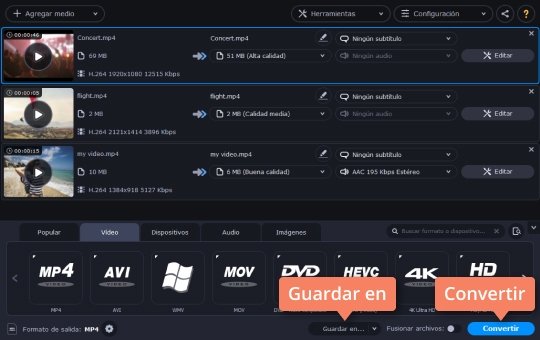 Empezar a comprimir archivos MP4 Convierta vídeos MP4 en el sencillo programa de Movavi