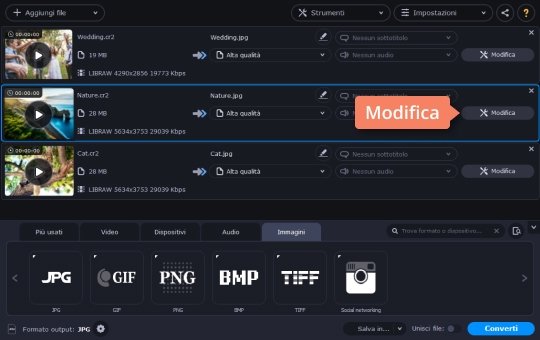 Modificare le foto Scopri come convertire file CR2 in JPG con Movavi