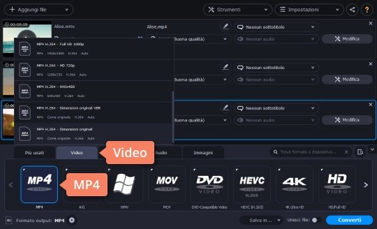 Scegliere Dimensioni originali Scaricate il convertitore da WMV a MP4 e provatelo