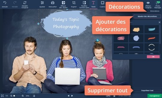 Mettre des décorations sur la photo avec texte Ajoutez des décorations sur votre photo avec texte dans Movavi Photo Editor