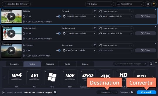 Commencer à reduire la taille des vidéo Réduisez la taille d'une vidéo en MP4 tout comme d'autres formats