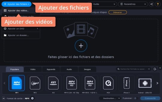 Ouvrir des vidéos MOV dans le convertisseur Convertissez MOV en AVI avec Movavi Video Converter