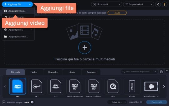 Aggiungere i file MOV Scoprite come convertire video MOV in AVI in modo veloce