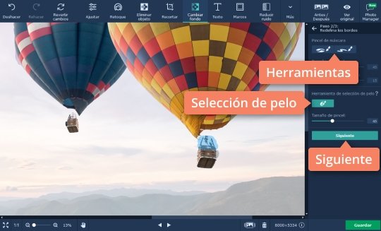Redefina los bordes de su imagen en primer plano Eliminar objetos en foto con programa de Movavi