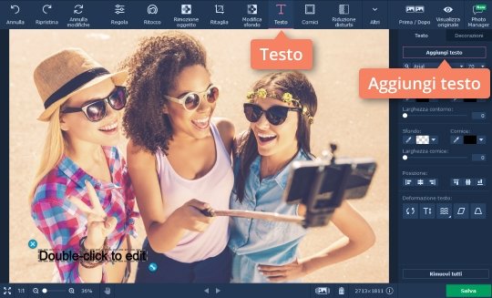 Aggiungere il testo sulla foto Сrea immagini con scritte personalizzate con 2 clic