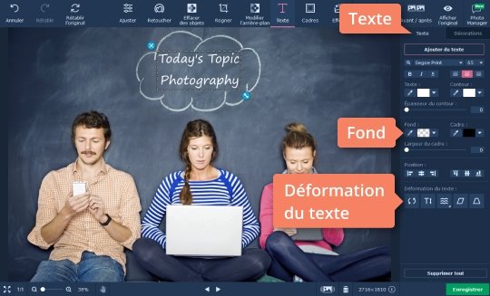 Changez la taille et l'angle des inscriptions dans Movavi Photo Editor Écrivez sur vos photos avec le logiciel Movavi