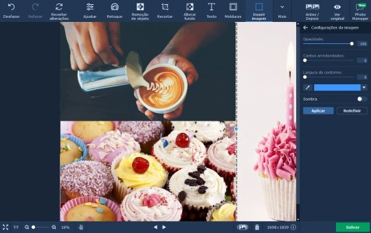 Adicionar mais imagens (opcional) Use o programa para unir fotos com o Movavi