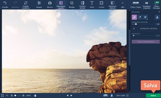 Salvare il risultato Scopri come eliminare oggetti dalle foto in pochi clic