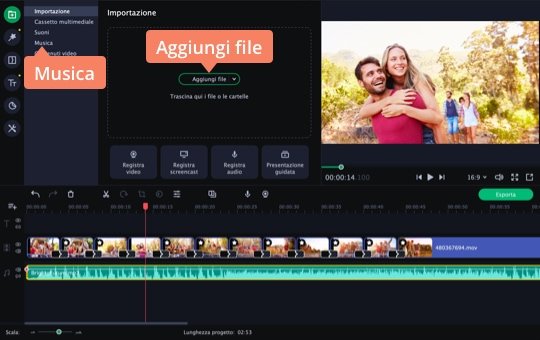 Scegliere una delle tracce audio Scaricate il software di presentazione foto di Movavi
