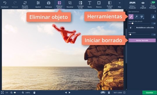 Marcar algunas cosas para eliminar Borre cosas de sus fotos fácilmente con Movavi Photo Editor