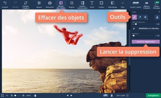 Effacer l'objet inutile avec le logiciel Movavi Supprimez des éléments sur une photo avec le logiciel intuitif de Movavi