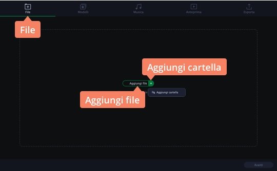 Caricare le immagini Create una presentazione fotografica con Movavi