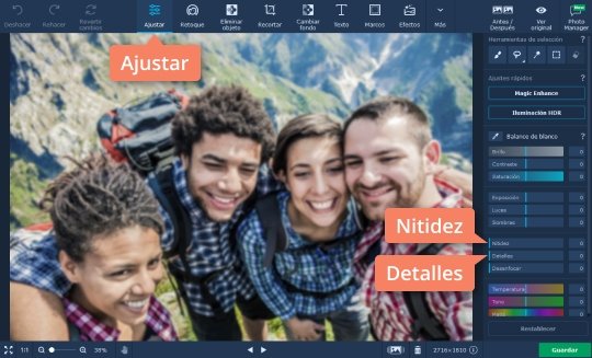 Mejorar la foto agregada Aclare sus fotos borrosas rápidamente con Movavi Photo Editor