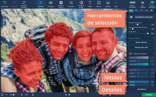 Guardar la foto aclarada Mejore las fotos borrosas con el software sencillo de Movavi