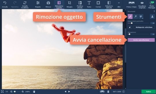 Selezionare l'oggetto da eliminare Elimina persone dalle foto con Movavi
