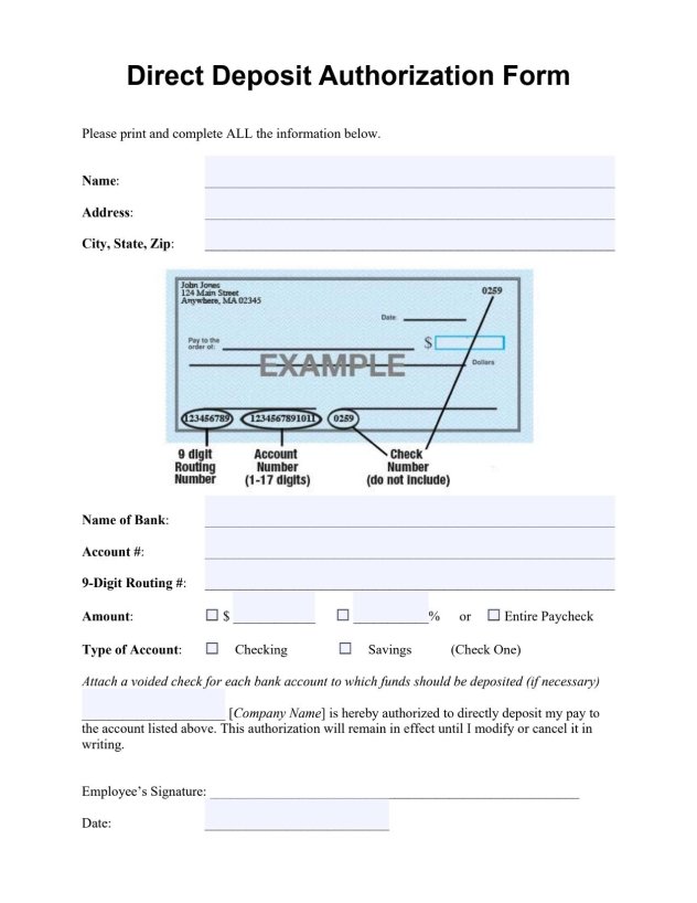 Direct Deposit Form How to Fill Out a Direct Deposit Form